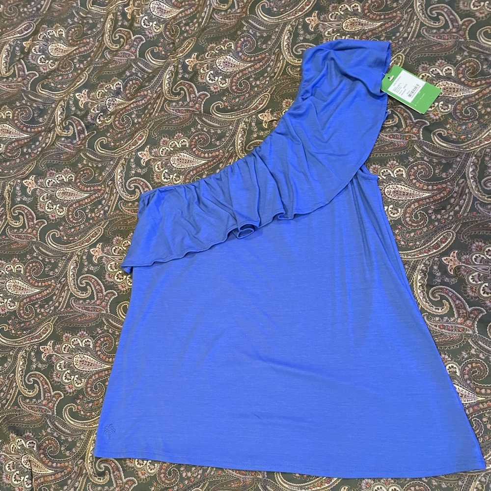 Lilly Pulitzer, size Large, beach blue with tags, one shoulder top